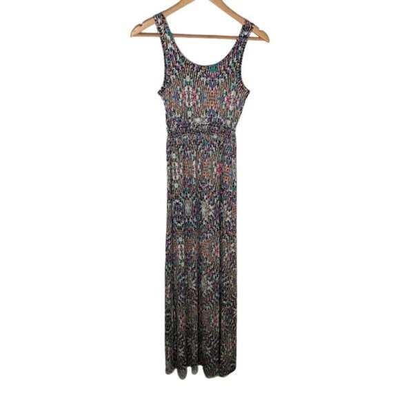 Mudd Maxi Dress XS Black Multicolor Print Sleeveless Casual Boho Sundress - Picture 2 of 9